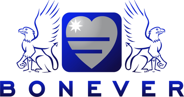 Logo de Bonever: un corazón resguardado por dos grifos